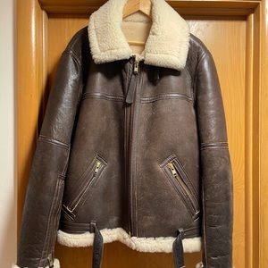 Men's Size 44 XL Bomber Style Shearling Coat EUC